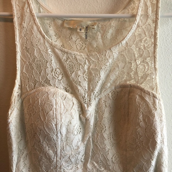 White Floral Lace A-Line Dress - Picture 3 of 6